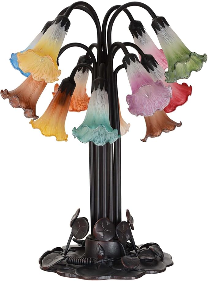 Bieye LS15S Lily Flower Blown Glass Lampshade (Yellow Green, Opening I.D. 0.87" x O.D. 1")
