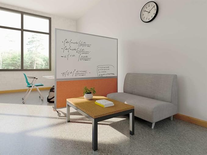 DivideWrite Mobile Whiteboard | Double Sided Dry Erase Board | Portable Office Cubicle Partition | Display for Classrooms, Conference Rooms, Meeting Areas and More | Latte Fabric 6' Wide X 6' Tall