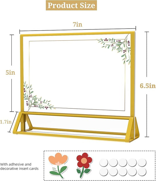 PPH-Sisy Clear Acrylic Sign Holder 7x 5 Horizontal Double Sided Gold Frame Flyer Holder for Wedding Table Number Menu Holder (6pcs)