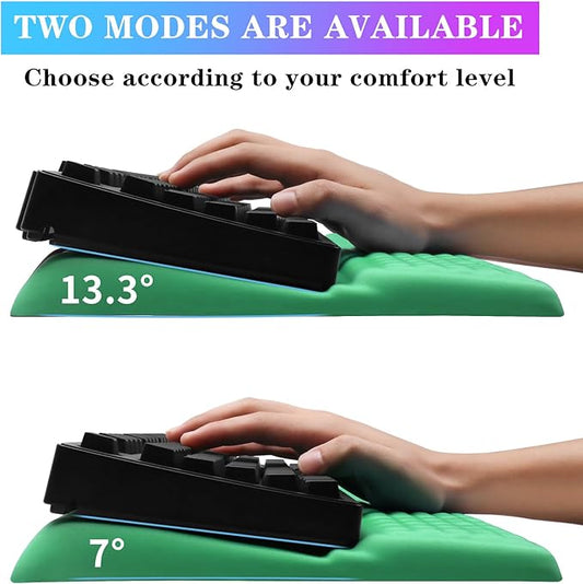 Computer Keyboard Stand with Wrist Rest, Ergonomic Tilted Keyboard Holder - Keyboard Riser with Wrist Pad - Keyboard Tray Support for Office Home - Green