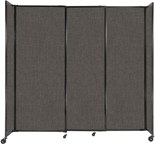 Versare Straightwall Sliding Portable Wall Partition | Freestanding Office Dividers | Locking Wheels | Temporary Room Separator | 7'2" Wide x 6'10" Tall Mocha Fabric Panels