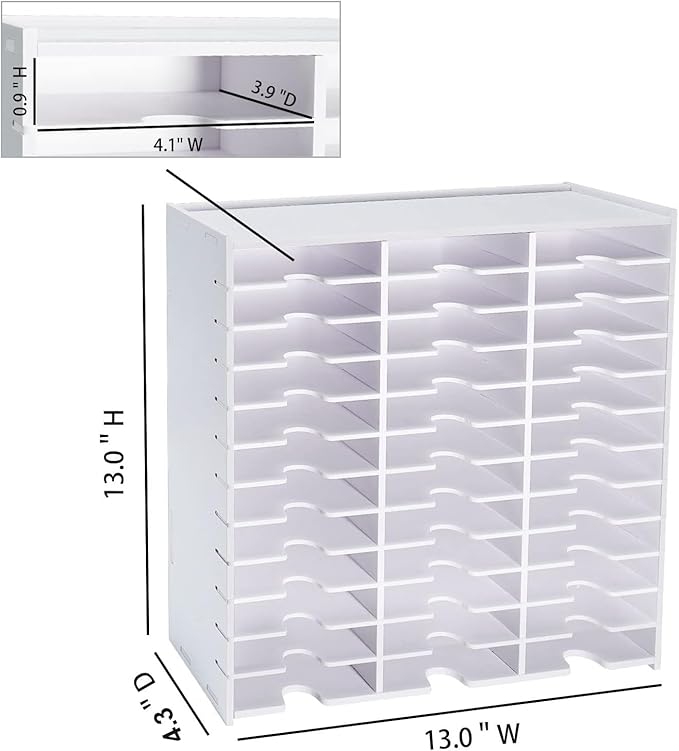 Krafetto 36 Grids Ink Pad Storage Rack, Wall-mountable Stamp Pad Organizer Holder Compatible with Standard Size Ink Pads（Grid Size 4.1" W × 3.9" D × 0.9" H）