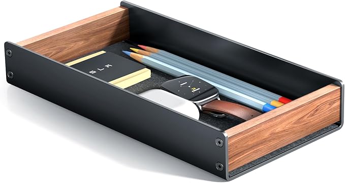 UPERGO Walnut Desk Tray Organizer with Drawer
