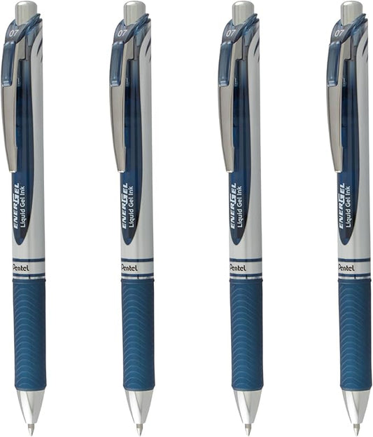 Pentel EnerGel RTX Liquid Gel Pens, Medium (0.7mm), Navy Blue Ink, 4-pk (BL77PF4CA)