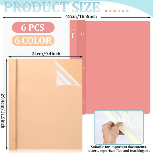 6 PCS Retro Plastic Report Covers with 3 Prongs Clear Front Presentation Folders 3 Prong Folders for Resume Portfolio Document Report Letter Proposal School Classroom Office Supplies (Vintage)