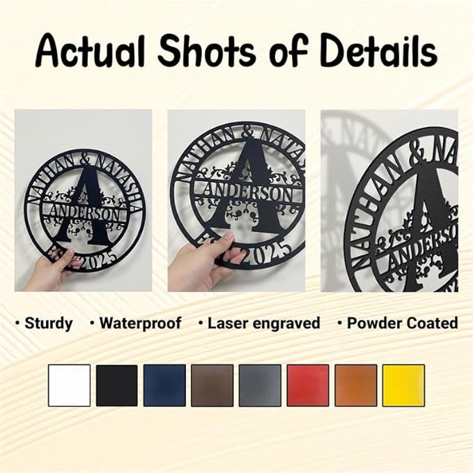 Custom Metal Signs | Personalized Monogram Name Sign | Outdoor Wall Art for Family Name | Custom Name Metal Sign, Last Name, Anniversary, Wedding Gifts for Women, Wife, Parents, couple (Design 7)