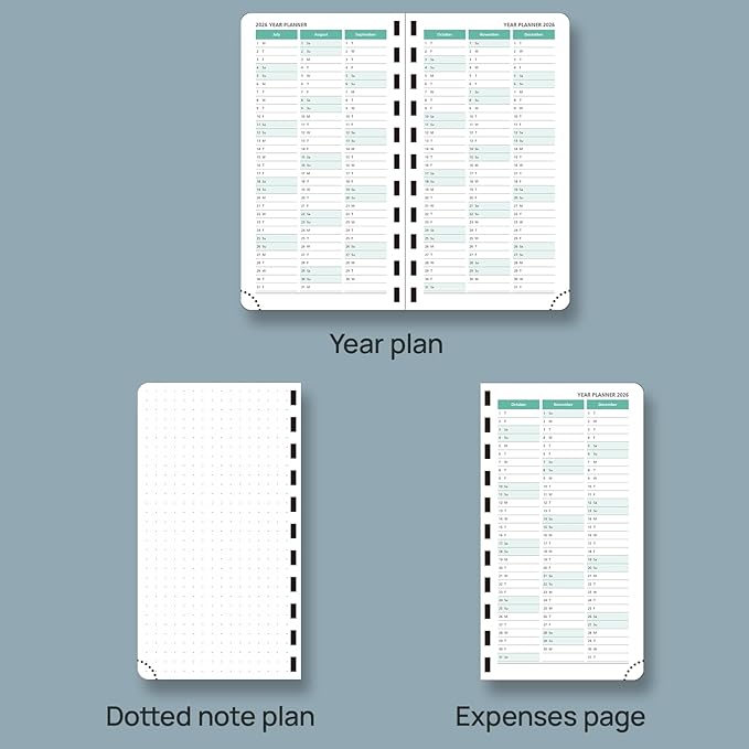 POPRUN 2026 Pocket Planner (Slim Size 3.5" x 6.5") Weekly... (Grey)