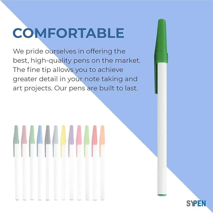 SyPen Personalized Stick Pens With your Custom Logo or Text-500 Pack Bulk-for Businesses, Parties, and Events, Custom Printed Slim Ballpoint Pens with Cap, Red, Black Ink