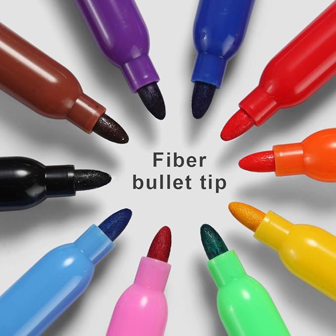 Volcanics Dry Erase Markers — Fine Tip, Low-Odor, 30 Count, 10 Colors