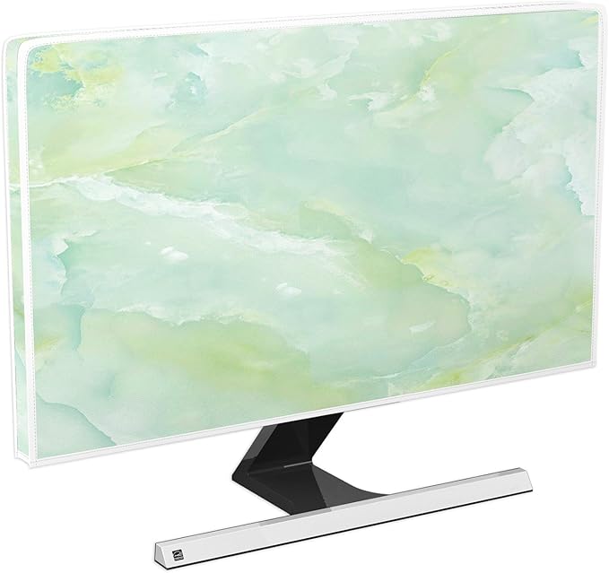 Baocicco Sage Green Marble Waterproof TV Dust Cover 70 Inch Anti-Static Dustproof Abstract Creative Desige Television Accessories TV LCD Screen Texture TV Decoration for Tablet