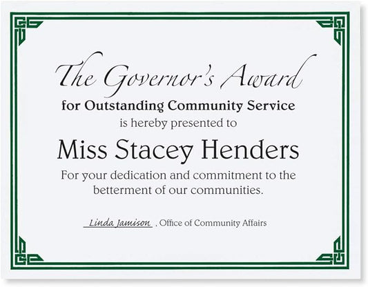 PaperDirect Green on White Classic Specialty Certificates, 8½ x11, Foil Accents, 50 Count, Certificates And Awards Paper, For School, Work, Diplomas & Award Certificates