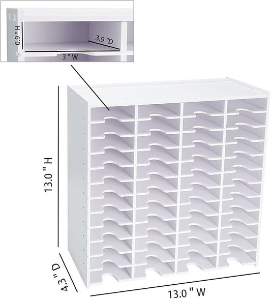 Krafetto 48 Grids Ink Pad Storage Rack, Wall-mountable Stamp Pad Organizer Holder Compatible with Slim Ink Pads（Grid Size 3" W × 3.9" D × 0.9" H）