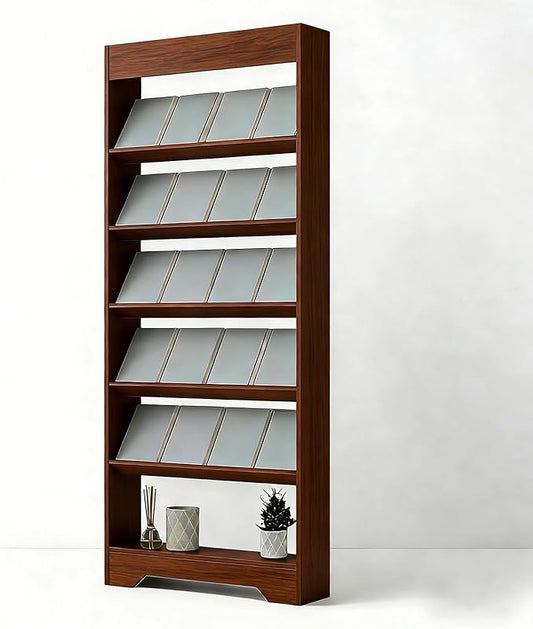 LHIUGE 6-Layer Brochure Display Rack,Freestanding Wooden Magazine Rack,Standing Literature Display Rack Brochure Holder for Home, Office, Retail Display