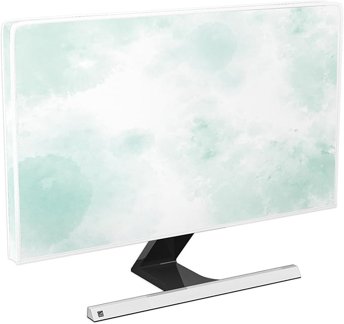 Baocicco Abstract Watercolor Waterproof TV Display Screen Cover 65 Inch Cyan Marble Dip Dyeing Dust Proof TV Covers for Television Screen Anti-Static Dustproof Protective，Mint Green