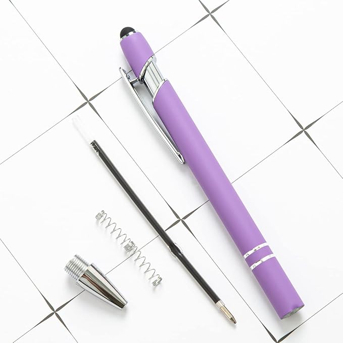 HEYZARDA Personalized Pens with Name Text Logo Custom Ballpoint Pen for Business Office Events with Stylus for Touchscreen 10 Pcs Red