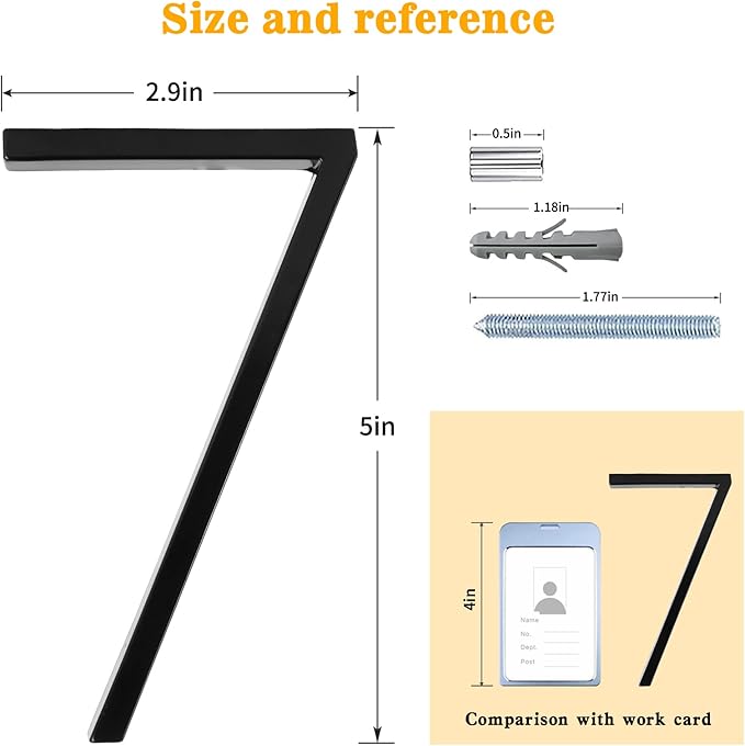 5" Floating Stainless Steel Address House Number, Modern Metal Anti-Rust House Numbers with Nail Kits for Door Garden Mailbox Decor Visibility Signage (0)