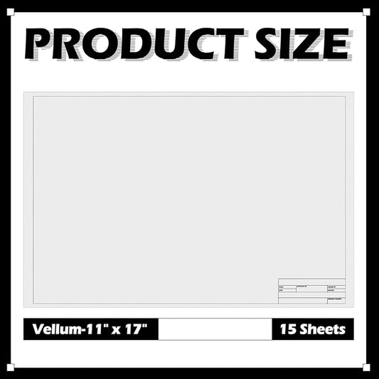 Tatuo 15 Sheets Architectural Vellum Paper 11 x 17 Inch Drafting Vellum Tracing Sheets Semi Translucent Drafting Paper Rag with Border and Title Block for Drawing Sketching Architecture Building