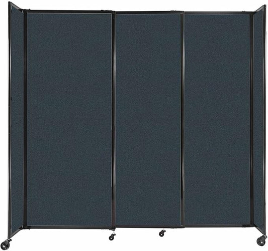Versare Straightwall Sliding Portable Wall Partition | Freestanding Office Dividers | Locking Wheels | Temporary Room Separator | 7'2" Wide x 6'10" Tall Blue Spruce Fabric Panels