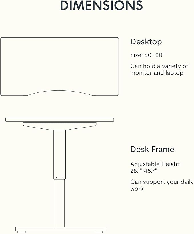 FLEXISPOT EN1 Bamboo Standing Desk, 60 x 30 Inches Whole-Piece Electric Adjustable Height Sit Stand Desk for Home Office (White Frame + Bamboo Curved Desktop, 2 Packages)
