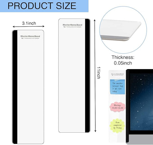 Office Desk Accessories 3pcs Multifunction Computer Monitor Memo Board - Transparent Computer Side Panel Memo Creative Monitor Side Panel Suitable for Office Home Desktop