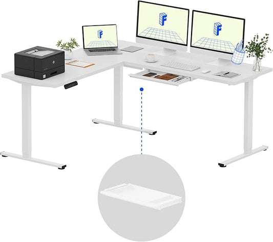FLEXISPOT L Shaped Standing Desk (White, 71x63Inch)