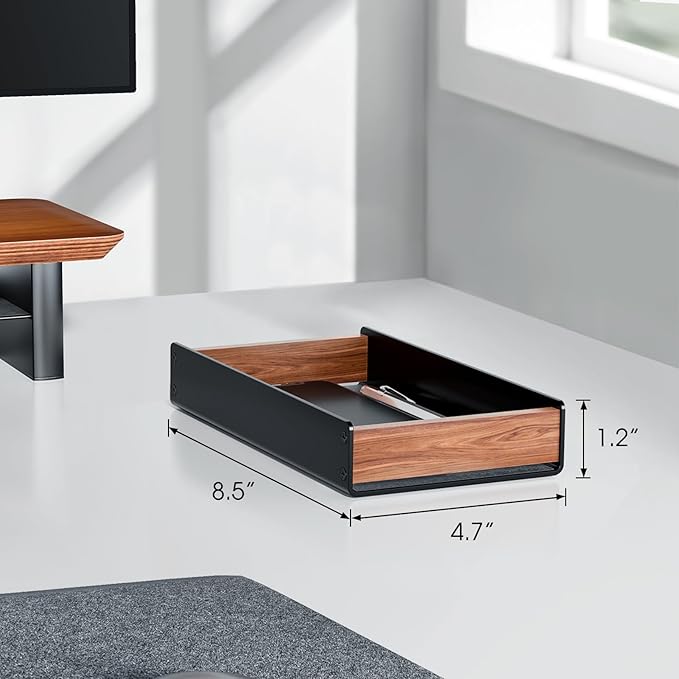 UPERGO Walnut Desk Tray Organizer with Drawer