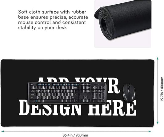 OHORTEB Custom Mouse Pad with Photo, Personalized Image Text Laptop Desk Mat, Customized Non-Slip Waterproof Desk Writing Pad for Office Home (Custom, 16in x 35.5in)