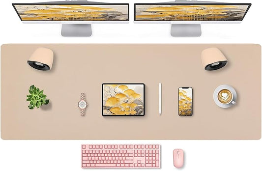 Bloss Extra Large Leather Desk Mat — Beige