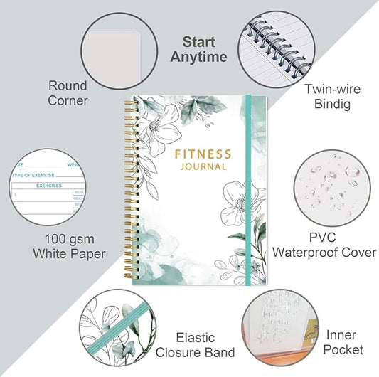 Fitness Journal for Women & Men - A5 Workout Journal/Planner Daily Exercise Log Book to Weight Loss, Gym, Muscle Gain, Bodybuilding Progress - Daily Personal Health & Wellness Tracker, Spiral-Bound,