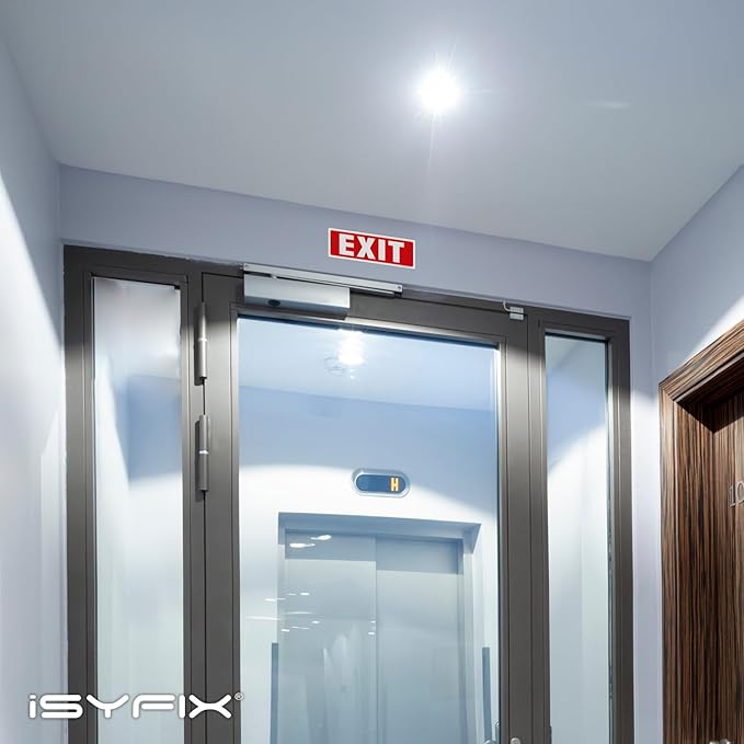 iSYFIX Exit Sign – 6 Pack 12x4 Inch – 40 mil Thick Polystyrene Plastic Sign, Laminated UV, Scratch & Fade Resistance, Waterproof, Indoor & Outdoor, Exit Signs for Exterior.