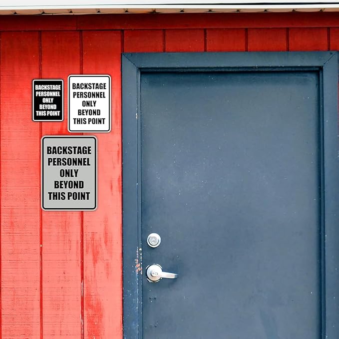 Portrait Round Backstage Personnel Only Beyond This Point Door or Wall Sign Easy Installation | Music | Concert | Festivals Sign (Navy Blue/White) - Medium (2 Pack)