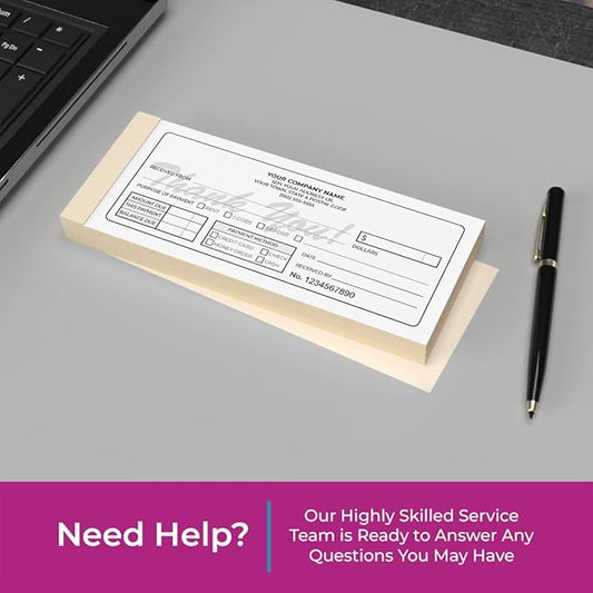 Custom 2.83" x 7" Carbonless NCR Books in 2-Part Duplicate Invoices, Receipts, Work Orders, Sales Orders, Purchase Orders, Estimates, Quote Forms with Your Company/Business Name (150 Sets)