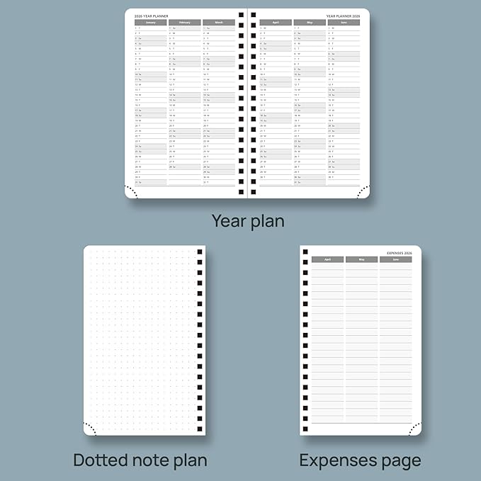 POPRUN Pocket 2026 Planner (Small Size- 4'' x 6.25'') Weekly and Monthly for Purse - Calendar 2026 (Jan. 2026 - Dec.2026) with Soft Cover, Plastic Ruler - Night Sky Blue