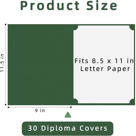 HAUTOCO 30 Pack Certificate Holders, Green Diploma Folders Certificate Covers with Gold Foil Border for Letter Size 8.5x11 Cardstock, Award, Document, Graduation