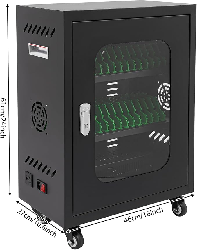 Rechargeable Mobile Phone Charging Cabinet,30 Slots Cell Phones Charging Station Portable Cellphone Charging Cart with Combination Lock, for Students and Employees, Tourists (30Slots)