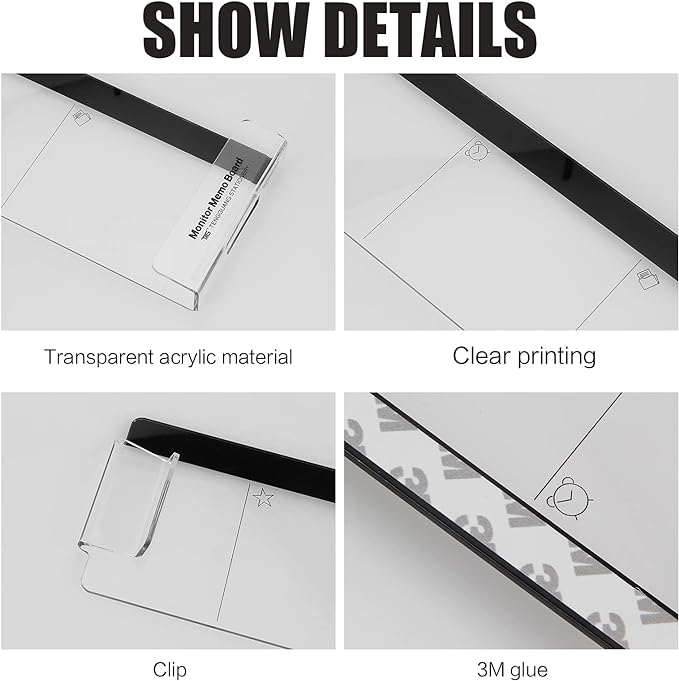Multifunction Computer Monitor Memo Board - Transparent Computer Side Panel Memo Creative Monitor Side Panel with Phone Holder Suitable for Office Home Desktop，Left and Right (2pcs)