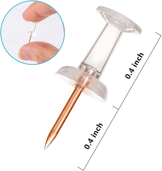 Yalis Push Pins 600 Count, Standard Rose Gold Pins Clear Thumb Tacks Steel Point and Clear Plastic Head (Rose Gold)
