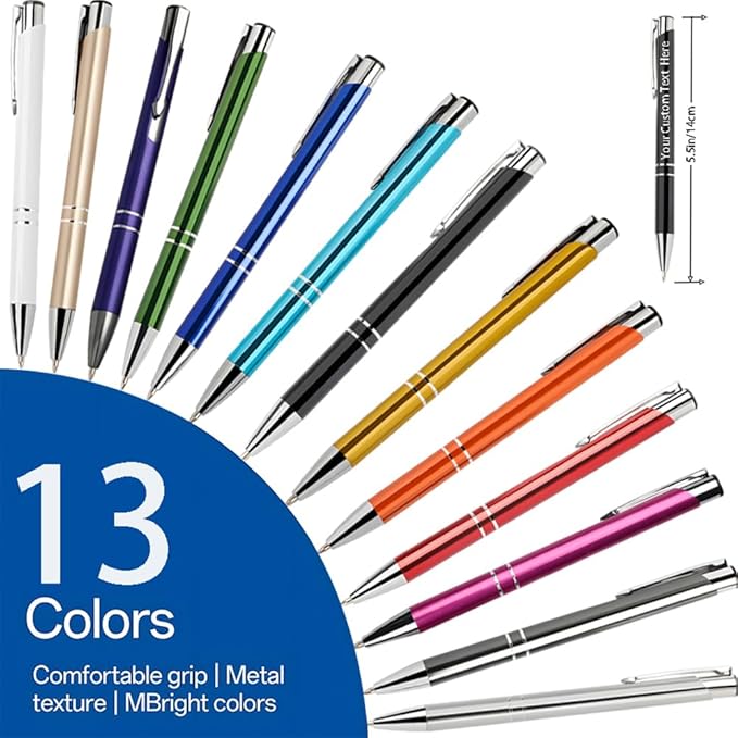 Yucold Customized ballpoint pens in bulk, personalized ballpoint pens with free engraving, for use in companies, enterprises, graduation anniversaries (Multicolor,13)