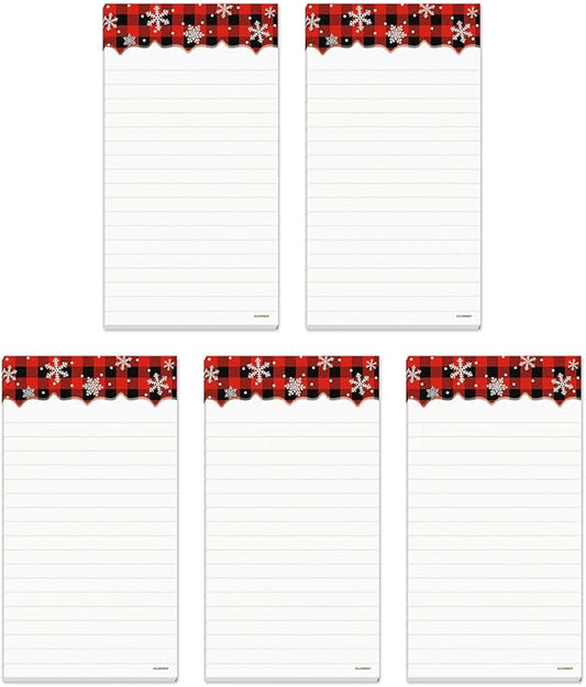 Current Buffalo Plaid Magnetic Holiday Notepad Set – Set of 5 Memo Pads, 60-Sheet Pads, 3 x 6½ Inches, Shopping List, To-Do Notes, Printed in The USA