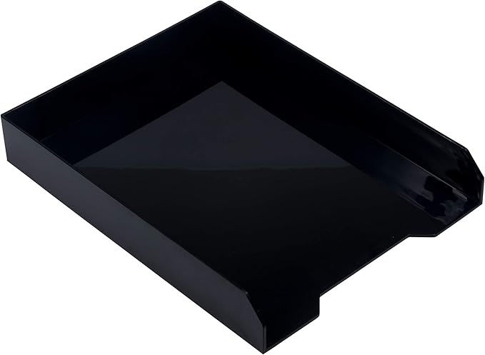 JAM PAPER Stackable Paper Trays - Black - Desktop Document (Black, Letter)