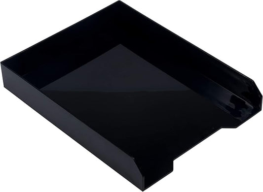 JAM PAPER Stackable Paper Trays - Black - Desktop Document (Black, Letter)