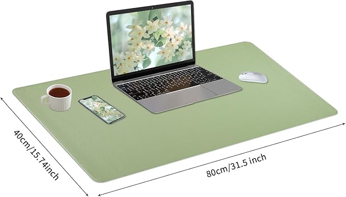 Bloss Stitched-Edge Desk Mat — 31.5×15.7 in, Light Green