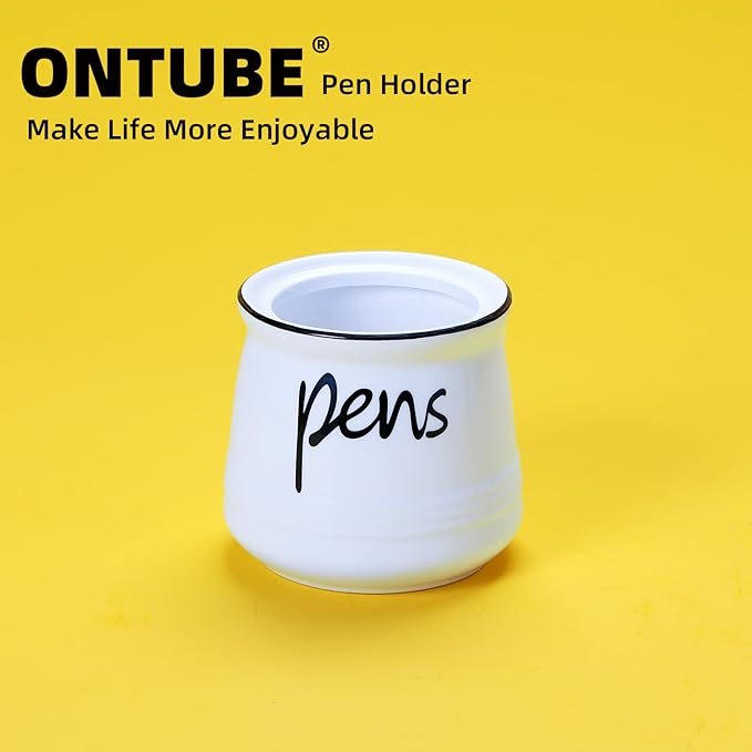 ONTUBE Porcelain Pen & Pencil Holder Stand — White