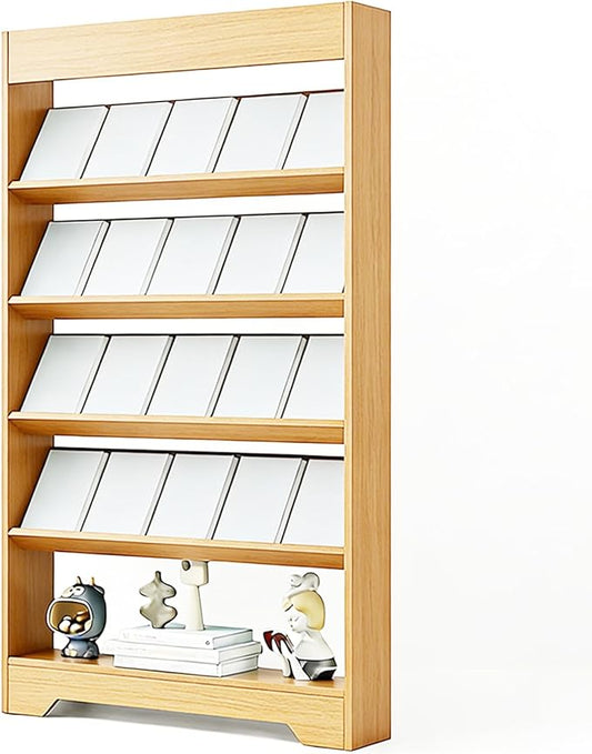 LHIUGE 5-Layer Brochure Display Rack,Freestanding Wooden Magazine Rack,Standing Literature Display Rack Brochure Holder for Home, Office, Retail Display