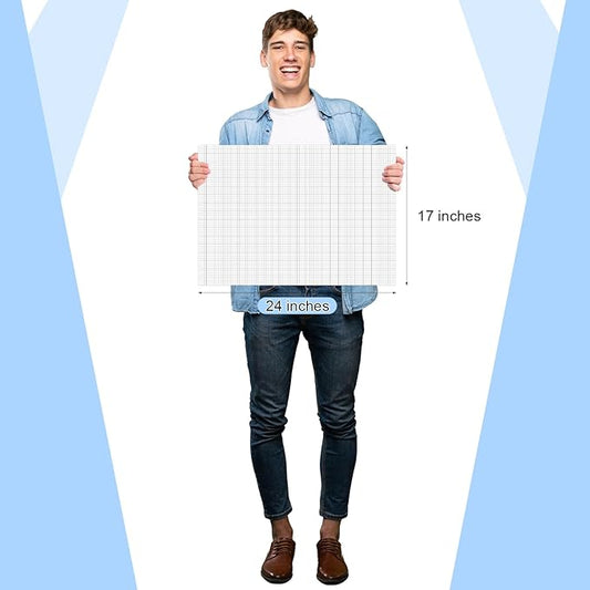 Fuyoooo 25 Sheet Graph Paper Pad 24" x 17" Large Graph 1" and 1/4" Ruled Grid Paper for Engineer Architect Designer Mathematician Draftsmen Sketch House Commercial Building Plan Drafting(White)