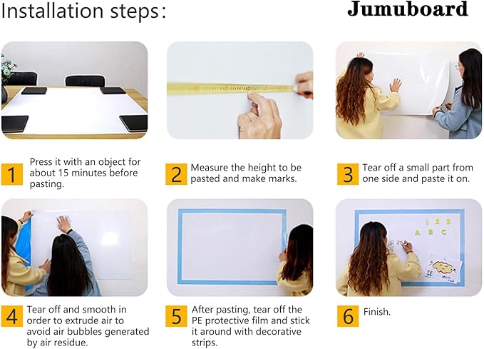 Magnetic Dry Erase Whiteboard Paper with Adhesive, 78" x 39" White Board Film for Wall, Easy to Write and Clean Dry Erase Board for Office, Classroom, Home, Include Marker, Magnetic Eraser and Magnets