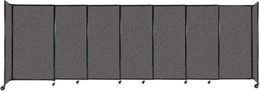 Versare Straightwall Sliding Portable Wall Partition | Freestanding Office Dividers | Locking Wheels | Temporary Room Separator | 15'6'' Wide x 5' Tall Charcoal Gray Fabric Panels