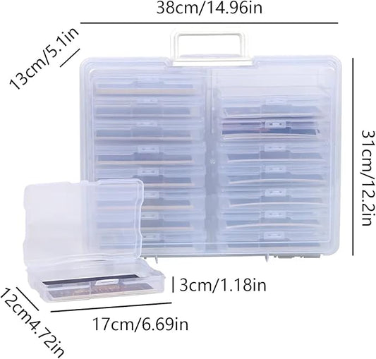 4x6 Photo Storage Box, 16 Inner Photo Keeper,Photo Organizers and Storage, Seed Storage Organizer,Clear Photo Boxes Storage Plastic Photo Organizer Box for Cards, Craft, Stamps,Stickers