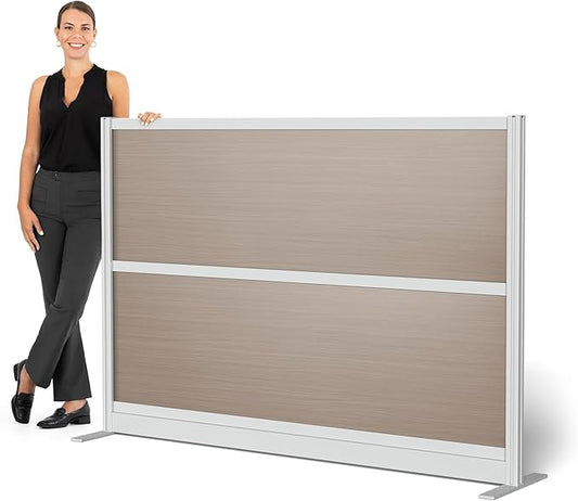 Stand Up Desk Store Oakwood Aesthetic Modular Walls | Room Divider Wall with Durable Woodgrain-Inspired Finish | Modular Office Partition Wall for Offices, Classrooms, and Coworking 70" W x 48" H