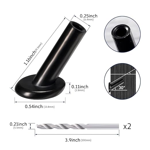 RiaYer 40 Pack 30 Degree Angle Protective Sleeves, Black Cable Railing Corner Protector Sleeve Beveled for 1/8" Wire Rope, T316 Marine Grade Cable Railing Kit with Two Drill Bit for Wood Posts HF039B